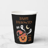 Kawaii Jack O' Lantern Creepy Niedlich Pappbecher (Rückseite)
