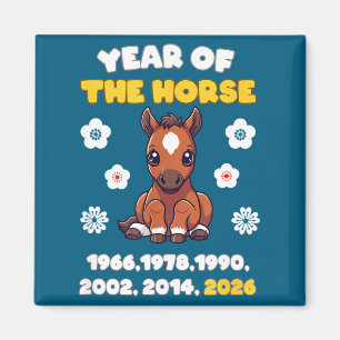 Kawaii Jahr des Pferdes Chinesisches Horoskop 2026 Magnet