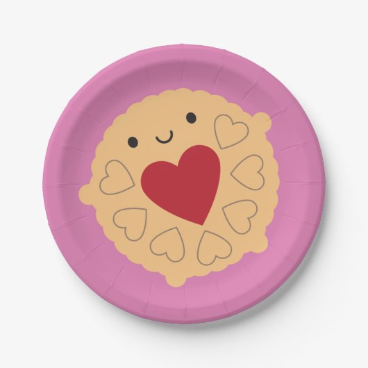 Kawaii Jammie Dodger Biscuit Pappteller (Vorderseite)