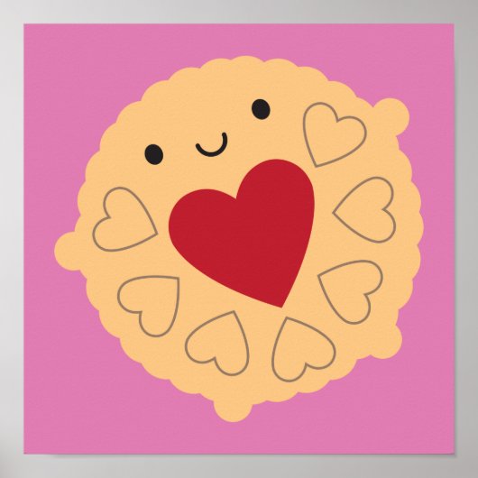 Kawaii Jammie Dodger Biscuit Poster (Vorne)