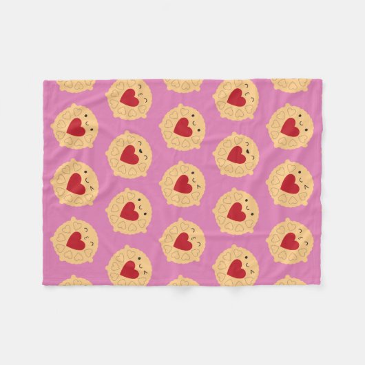 Kawaii Jammie Dodger Biscuits Fleecedecke (Vorderseite (Horizontal))