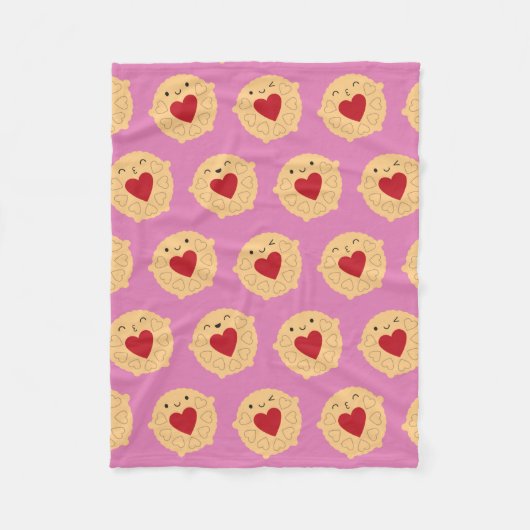 Kawaii Jammie Dodger Biscuits Fleecedecke (Vorderseite)