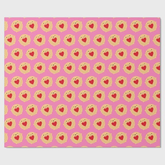 Kawaii Jammie Dodger Biscuits Geschenkpapier (Flach)