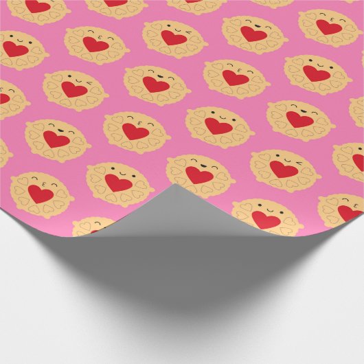 Kawaii Jammie Dodger Biscuits Geschenkpapier (Ecke)