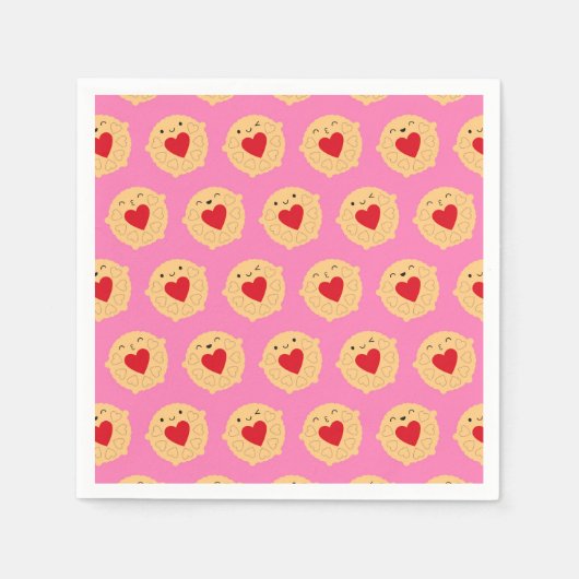 Kawaii Jammie Dodger Biscuits Serviette (Vorderseite)