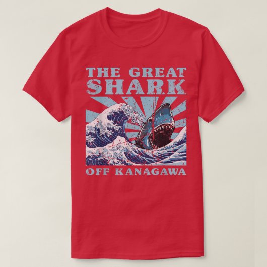 Kawaii Japan Great Wave Great Shark Niedlich Japan T-Shirt (Design vorne)