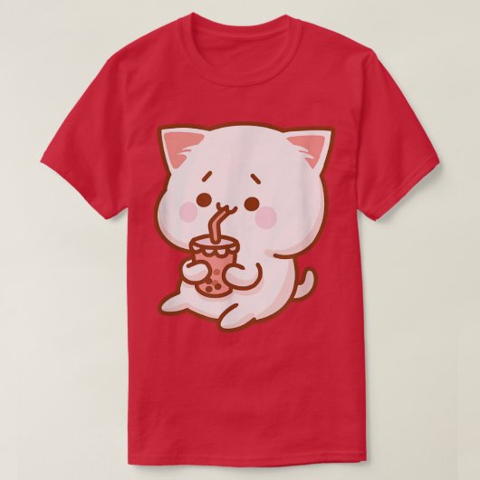 Kawaii Japan Otaku Boba Tea Bubble Tea Neko Niedli T-Shirt (Design vorne)