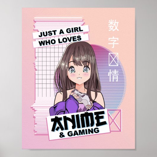 Kawaii Japanese Anime & Gaming -Vaporwave Anime Poster (Vorne)