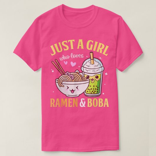 Kawaii Japanese Anime Just Girl Lieben Ramen Boba T-Shirt (Design vorne)