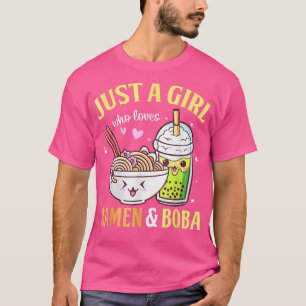 Kawaii Japanese Anime Just Girl Lieben Ramen Boba  T-Shirt