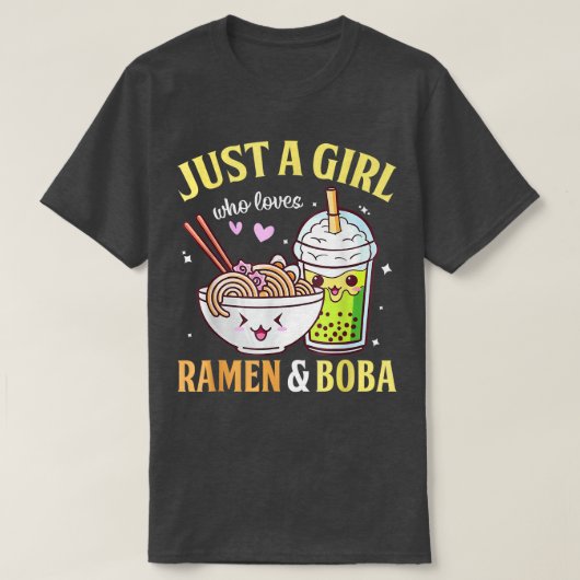 Kawaii Japanese Anime Just Girl Lieben Ramen Boba T-Shirt (Design vorne)