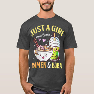Kawaii Japanese Anime Just Girl Lieben Ramen Boba  T-Shirt