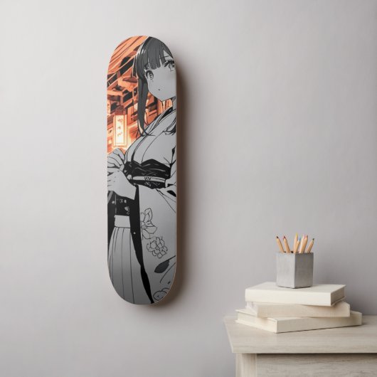 KAWAII Japanese Girl Skateboarding Skateboard (Wandkunst)