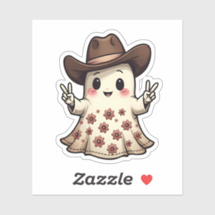 Kawaii Japanese Pastel Cowboy Ghost Halloween Aufkleber