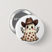 Kawaii Japanese Pastel Cowboy Ghost Halloween Button (Vorne & Hinten)