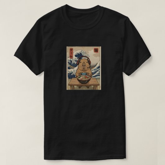 kawaii Japanese ramen Capybara retro gaming T-Shirt (Design vorne)