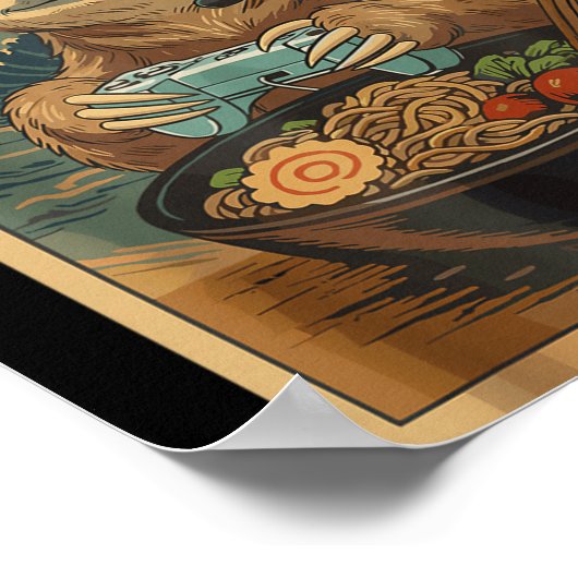 Kawaii Japanese Ramen Sloth Retro Gaming Shirts Fo Poster (Ecke)