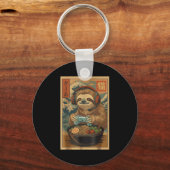 Kawaii Japanese Ramen Sloth Retro Gaming Shirts Fo Schlüsselanhänger (Vorderseite)
