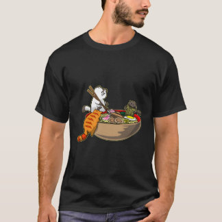 Kawaii Japanisch Anime Cats Eating Ra Noodle T-Shirt