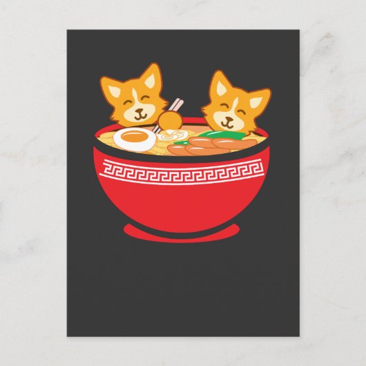 Kawaii Japanisch Anime Corgi Dog Funny Ramen Gift Postkarte (Vorderseite)