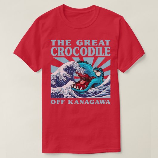 Kawaii Japanisch Great Wave Great Crocodile Niedli T-Shirt (Design vorne)