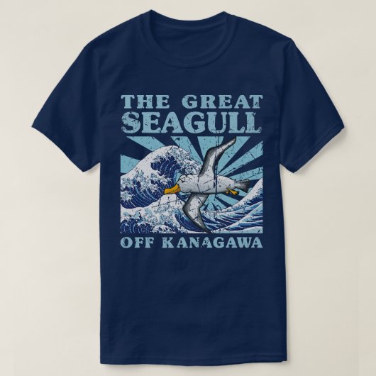 Kawaii Japanisch Great Wave Great Seagull Niedlich T-Shirt (Design vorne)