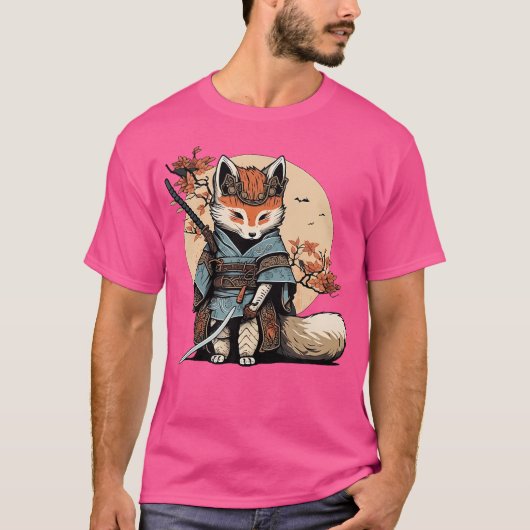 Kawaii Japanisch Samurai Fox Anime T-Shirt (Vorderseite)