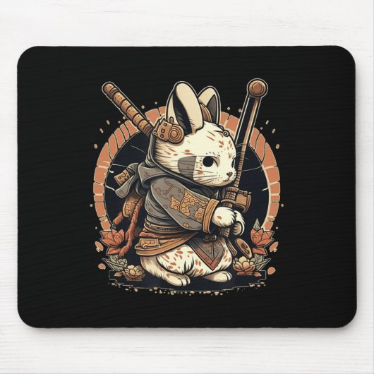 Kawaii Japanisch Style Samurai Bunny Anime Mousepad (Vorne)