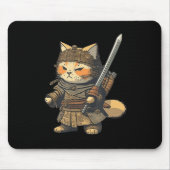 Kawaii Japanisch Style Samurai Cat Anime Mousepad (Vorne)