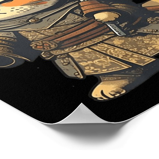 Kawaii Japanisch Style Samurai Cat Anime Poster (Ecke)