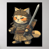 Kawaii Japanisch Style Samurai Cat Anime Poster (Vorne)