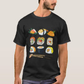Kawaii japanische Lebensmittelrollen aus Sushi T-Shirt (Vorderseite)