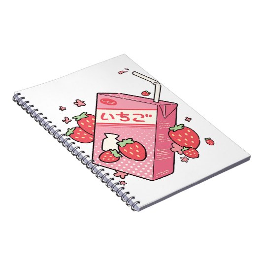 Kawaii Japanische Strawberry Juice Box Notizblock (Rechte Seite)