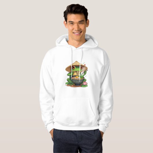 Kawaii Japanischer Ästhetischer Frosch Noodles Hoodie (Vorne ganz)