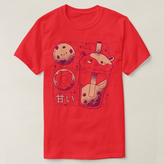 Kawaii Japanischer Boba Tea Guinea Pig Donut Cooki T-Shirt (Design vorne)