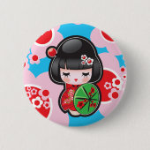 Kawaii japanischer Puppen-Knopf Button (Vorderseite)