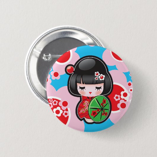 Kawaii japanischer Puppen-Knopf Button (Vorne & Hinten)