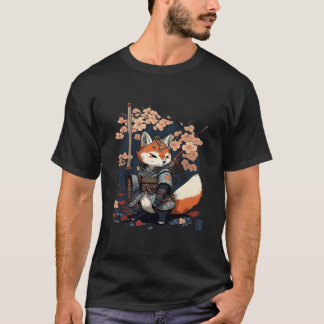 Kawaii Japanischer Stil Samurai Fox Anime T-Shirt