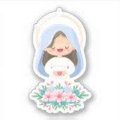 Kawaii Jungfrau Mary Sacred Heart Sticker (Vorderseite)