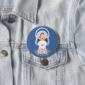 Kawaii Jungfrau Mary with Heart - Dark Blue Button (Beispiel)