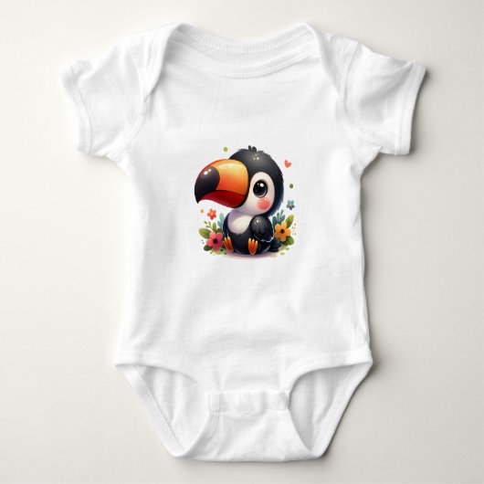 Kawaii Jungle Baby Toucan Art Baby Strampler (Vorderseite)