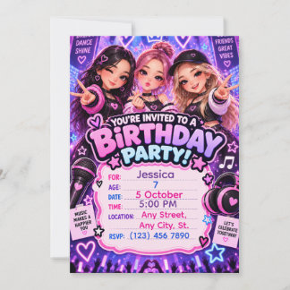 Kawaii K-Pop Geburtstagseinladung | Jedes Alter Einladung