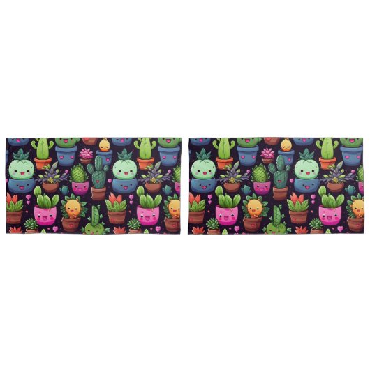 Kawaii Kactus Kissenbezüge (Vorderseite-Set)
