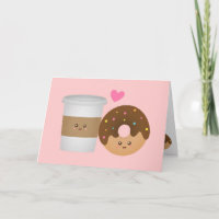 Kawaii Kaffee und Donut in Liebe, perfekt paarweis