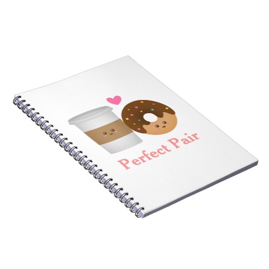 Kawaii Kaffee und Krapfen in der Liebe, perfektes Notizblock (Rechte Seite)