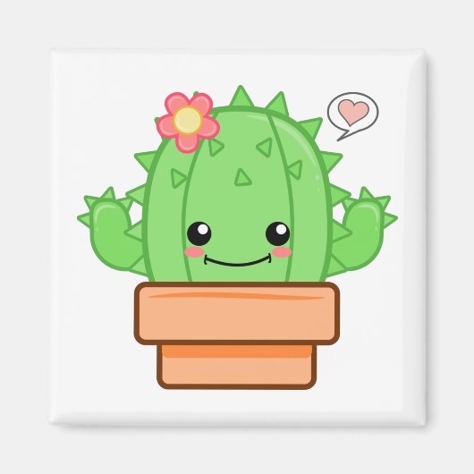 Kawaii Kaktus Magnet (Vorne)