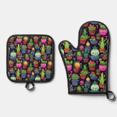 Kawaii Kaktus Ofenhandschuh Set (Vorderseite)