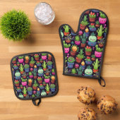 Kawaii Kaktus Ofenhandschuh Set (Oben Unten)