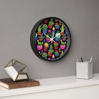 Kawaii-Kaktus-Wanduhr Uhr