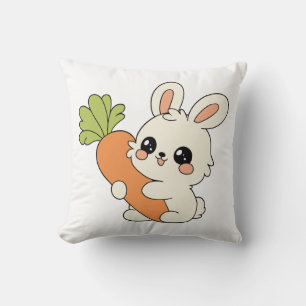 Kawaii-Kaninchen-mit-Karotte-Wurfkissen Kissen
